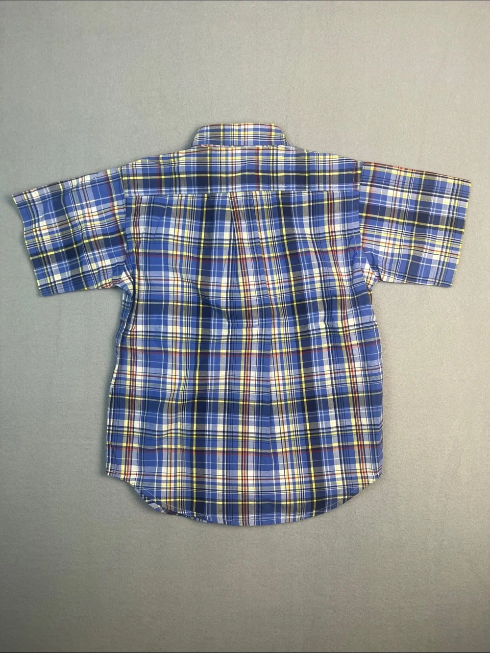 Ralph Lauren Boys Blue Plaid Short-Sleeve Button-Down Shirt Size: 6